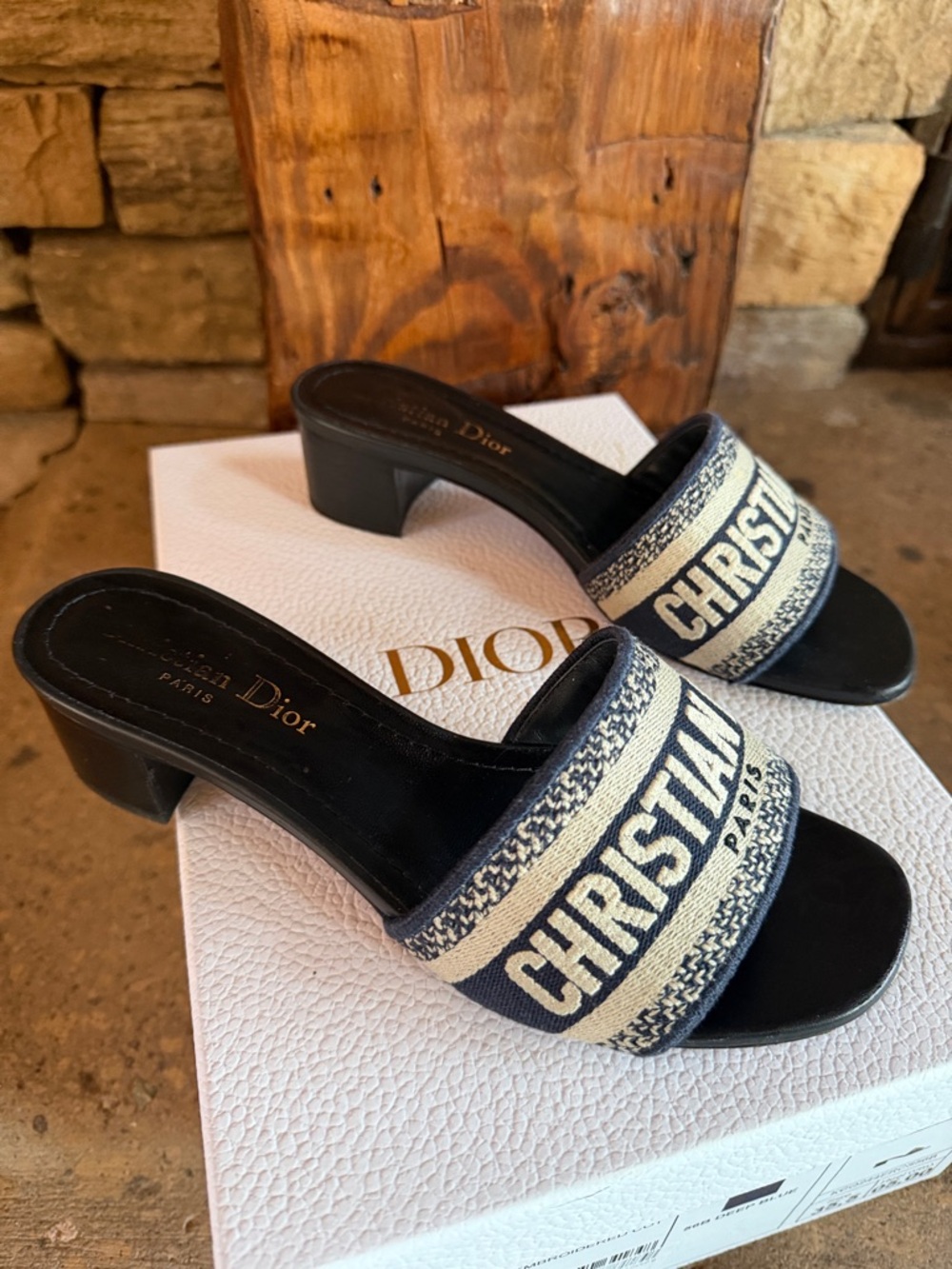 Auth. Dior Dway Embroidered Slide Heel Mule - Picture 9 of 13
